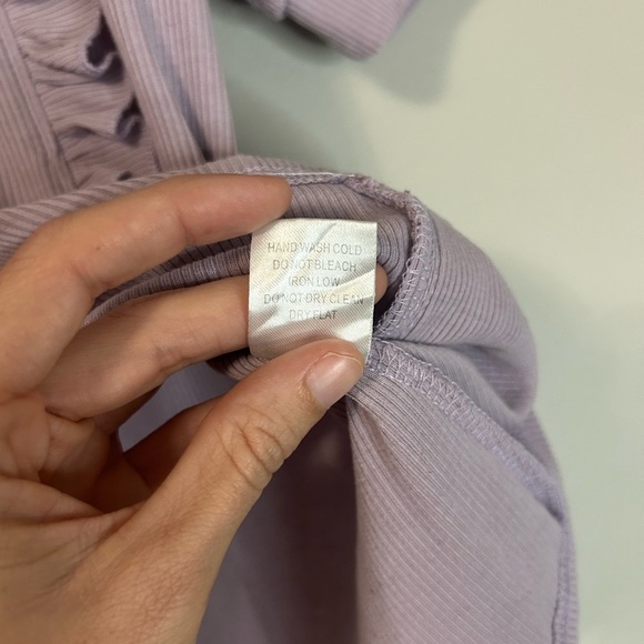 Women’s Ava Rose Ribbed Lavender Puff Sleeve Top, Size S - Picture 5 of 6